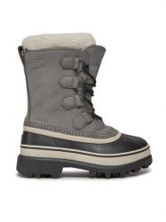 Sorel Śniegowce Caribou NL1005 Szary. Szare śniegowce damskie Sorel, z nubiku, bez zapięcia. Za 439.99 zł.