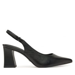 Sandały Tamaris. Czarne sandały damskie Tamaris, bez wzorów, bez obcasa, na słupku, bez zapięcia. Za 289.99 zł.