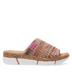 Klapki Rieker. Klapki damskie Rieker, bez wzorów, bez obcasa, bez zapięcia. Za 289.99 zł.