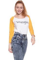 WRANGLER T SHIRT DAMSKI RAGLAN CROP LS TEE WHITE W718CF912 112130920. Białe t-shirty damskie Wrangler, xs, bez wzorów, bez kołnierzyka, bez ramiączek. W wyprzedaży za 39.99 zł.