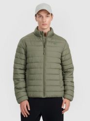 4F Kurtka puchowa z wypełnieniem syntetycznym męska - khaki M. Brązowe kurtki męskie 4F, m, bez wzorów, z dzianiny, eleganckie, bez kaptura. Za 279.99 zł.