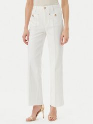 Guess Jeansy W5GA2J D5N71 Biały Wide Leg. Białe jeansy damskie Guess, z aplikacjami, z bawełny. Za 349.99 zł.