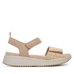 Sandały Caprice. Białe sandały damskie Caprice, bez wzorów, bez obcasa, na słupku, bez zapięcia. Za 339.99 zł.