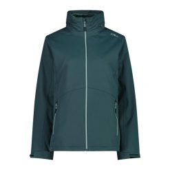 Damska kurtka wodoodporna CMP. Zielone kurtki sportowe damskie CMP, bez wzorów, bez ramiączek, bez kaptura, trekkingowe. Za 513.95 zł.