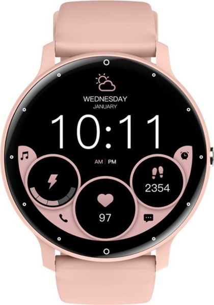 Smartwatch Rubicon RNCF16 Różowy (sr058d). Czerwone zegarki smartwatch Rubicon, bez wzorów. Za 129.00 zł.