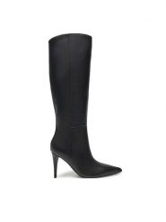 Guess Kozaki Sleigh FLFSLE LEA11 Czarny. Czarne kozaki damskie Guess, z aplikacjami, ze skóry, bez obcasa, na szpilce, bez zapięcia. Za 1,259.00 zł.