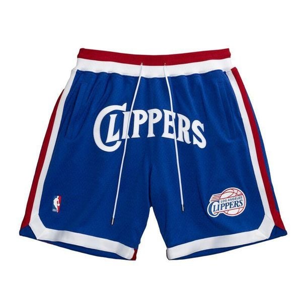 Szorty Los Angeles Clippers Just Don Classics 1984/85. Niebieskie szorty damskie Mitchell & Ness, bez wzorów, vintage. Za 1,520.00 zł.