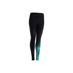 Legginsy do treningu crossowego 900 damskie. Czarne legginsy damskie DOMYOS, bez wzorów, z elastanu. Za 109.99 zł.