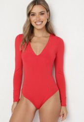 Czerwone Body z Okrągłym Dekoltem i Długim Rękawem Zailea. Czerwone body Born2be, bez wzorów, z jeansu. Za 79.99 zł.