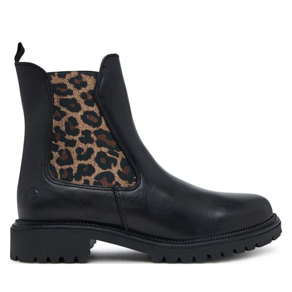 Sztyblety Tamaris. Czarne botki damskie Tamaris, bez wzorów, bez obcasa, na płaskiej podeszwie, bez zapięcia. Za 299.99 zł.