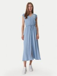 DKNY Sukienka codzienna DJ6D9183 Błękitny Relaxed Fit. Niebieskie sukienki damskie DKNY, na co dzień, l, bez wzorów, z lyocellu, bez kołnierzyka, bez ramiączek, proste. Za 609.99 zł.