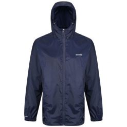 Kurtka Kieszonkowa Wodoodporna Męska + Worek Pack It III. Niebieskie kurtki męskie Regatta, l, bez wzorów, z materiału, klasyczne, z kapturem. Za 159.99 zł.