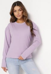 Jasnofioletowa Bawełniana Bluza z Długim Rękawem i Ozdobnym Wiązaniem Pinada. Fioletowe bluzy damskie Born2be, bez wzorów, z bawełny, casualowe, bez ramiączek, bez kaptura. Za 84.99 zł.