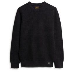 Sweter z teksturowanej dzianiny z okrągłym dekoltem Superdry. Czarne swetry męskie Superdry, m, bez wzorów, z dzianiny, bez kołnierzyka, bez ramiączek. Za 377.65 zł.