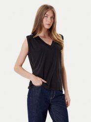 Guess Bluzka W5YP52 KCYW2 Czarny Regular Fit. Czarne bluzki damskie Guess, xl, z aplikacjami, z syntetyku, bez kołnierzyka, bez ramiączek. Za 139.99 zł.