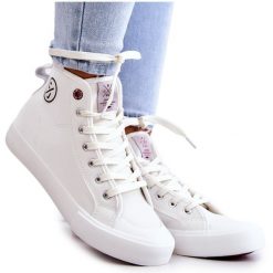 Damskie Wysokie Trampki Cross Jeans JJ2R4056C Białe. Białe trampki i tenisówki damskie bez wzorów, z gumy, bez zapięcia. Za 142.58 zł.