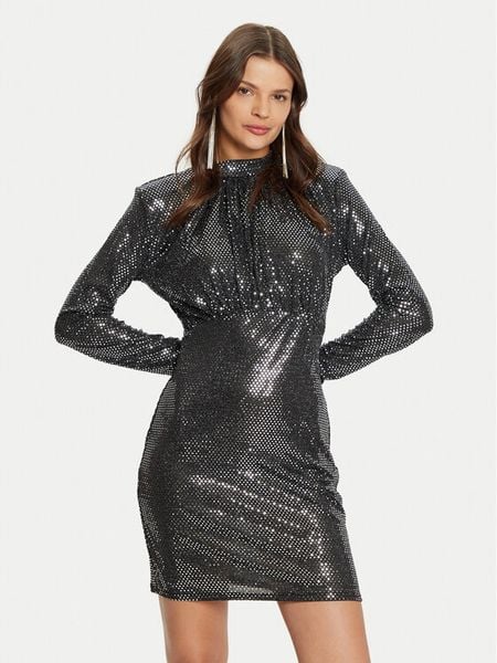 Vero Moda Sukienka koktajlowa Evaline 10317040 Srebrny Slim Fit. Szare sukienki damskie Vero Moda, xs, bez wzorów, z syntetyku, wizytowe, bez kołnierzyka, bez ramiączek. Za 129.99 zł.