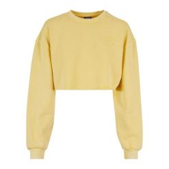 Bluza crop haftowane z kwiatami duże rozmiary dla kobiet Urban Classics. Żółte bluzy damskie Urban Classics, bez wzorów, eleganckie, bez ramiączek, bez kaptura. Za 244.50 zł.