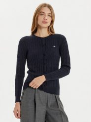 Gant Kardigan 4800103 Granatowy Slim Fit. Niebieskie kardigany damskie GANT, s, bez wzorów, z bawełny, bez kołnierzyka. Za 549.99 zł.