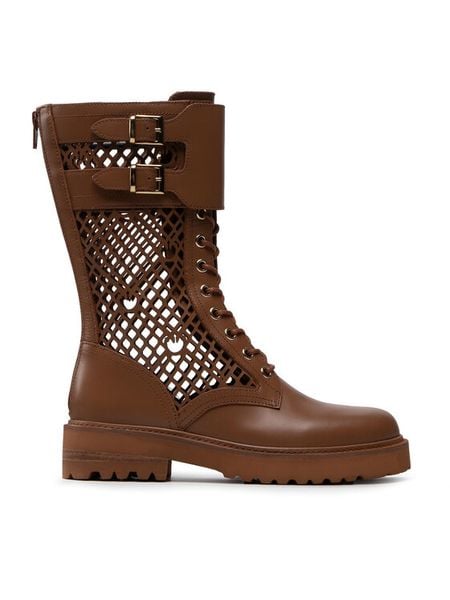 PINKO Trzewiki Noemi Stivale PE 22 BLKS1 1H212D Y87W Brązowy. Brązowe botki damskie Pinko, bez wzorów, ze skóry, bez obcasa, na płaskiej podeszwie, bez zapięcia. Za 1,589.00 zł.