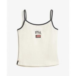 Damski tank top Superdry Athletic Essential. Białe topy damskie Superdry, bez wzorów, bez kołnierzyka, bez ramiączek. Za 107.75 zł.