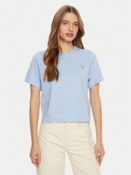 Guess Jeans T-Shirt W4YI05 K8HM0 Niebieski Regular Fit. Niebieskie t-shirty damskie Guess Jeans, xl, z aplikacjami, z bawełny, bez kołnierzyka, bez ramiączek. Za 99.99 zł.