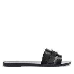 Klapki Melissa. Czarne klapki damskie Melissa, bez wzorów, bez obcasa, bez zapięcia. Za 269.99 zł.