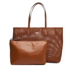 Torebka Guess. Brązowe shopperki damskie Guess, z aplikacjami, bez dodatków. Za 579.99 zł.
