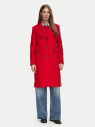 Tommy Hilfiger Płaszcz wełniany Classic WW0WW51106 Czerwony Regular Fit. Czerwone płaszcze damskie Tommy Hilfiger, na zimę, bez wzorów, z wełny, bez kołnierzyka, bez kaptura. Za 1,499.00 zł.