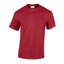 Ciężka Bawełniana Koszulka Unisex Dla Dorosłych. Czerwone bluzki damskie GILDAN, xl, bez wzorów, z bawełny, sportowe, bez kołnierzyka, bez ramiączek. Za 37.99 zł.