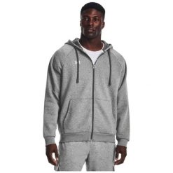 Bluza Męska Rozpinana Sportowa Under Armour Rival Fleece Fz Hoodie. Szare bluzy sportowe męskie Under Armour, m, bez wzorów, bez kaptura, na fitness i siłownię. W wyprzedaży za 183.93 zł.