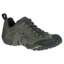 Buty trekkingowe dla mężczyzn Merrell Intercept J559595. Zielone buty zimowe męskie Merrell, bez wzorów, bez obcasa, bez zapięcia. Za 589.00 zł.