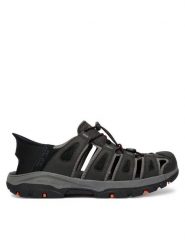 Skechers Sandały Tresmen 205187/BLK Czarny. Czarne sandały męskie Skechers, bez wzorów, ze skóry, bez zapięcia. Za 349.99 zł.