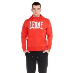 Bluza z bawełna z kaptur na co dzień na siłownię. Czerwone bluzy męskie LEONE 1947 APPAREL, bez wzorów, z bawełny, bez kaptura, na fitness i siłownię. W wyprzedaży za 181.87 zł.