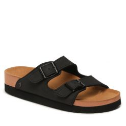 Klapki Gioseppo. Czarne klapki damskie Gioseppo, bez wzorów, bez obcasa, bez zapięcia. Za 179.99 zł.