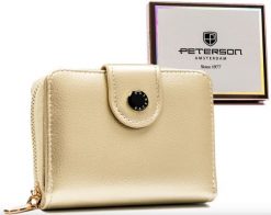Portfel damski Peterson PTN 014-HRH złoty. Żółte portfele damskie Peterson, ze skóry. Za 89.00 zł.