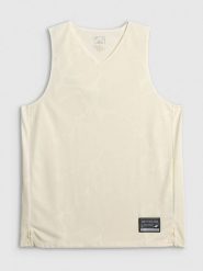 4F Koszulka do koszykówki loose szybkoschnąca uniseks - biała M. Białe koszulki sportowe męskie 4F, m, bez wzorów, bez kołnierzyka, bez ramiączek. Za 119.99 zł.