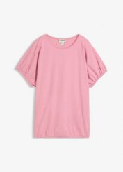 T-shirt z bawełny organicznej. Czarne t-shirty damskie bonprix, bez wzorów, z bawełny, bez kołnierzyka, bez ramiączek. Za 64.99 zł.