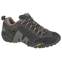 Buty trekkingowe męskie, Merrell Intercept. Czarne trekkingi męskie Merrell, z materiału, przed kostkę, bez zapięcia. Za 599.30 zł.
