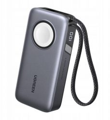 Powerbank 10000mAh UGREEN PB527 30W wbudowany kabel USB-C oraz ładowarka magnetyczna do Apple Watch (szary). Szare powerbanki Ugreen. Za 302.92 zł.