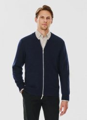 PAKO LORENTE – Sweter męski rozpinany w granatowym kolorze. Swetry męskie Pako Lorente, na jesień, m, bez wzorów, z bawełny, bez kołnierzyka, bez ramiączek. Za 119.99 zł.