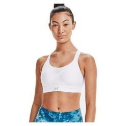 Stanik fitness cardio Under Armour Infinity High. Białe bielizna sportowa damska Under Armour, xs, bez wzorów, z materiału. W wyprzedaży za 158.00 zł.