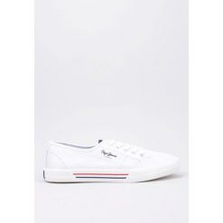 Tenisówki Pepe Jeans Model Brady Basic W Kolor Biały. Białe trampki i tenisówki damskie Pepe Jeans, bez wzorów, z jeansu, bez zapięcia. W wyprzedaży za 193.55 zł.