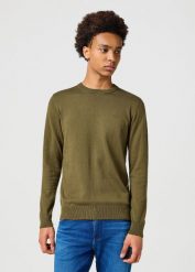 WRANGLER MĘSKI SWETER KNIT SWEATER IVY GREEN 112357202 W8F2016396. Zielone swetry męskie Wrangler, m, bez wzorów, bez kołnierzyka, bez ramiączek. Za 149.99 zł.