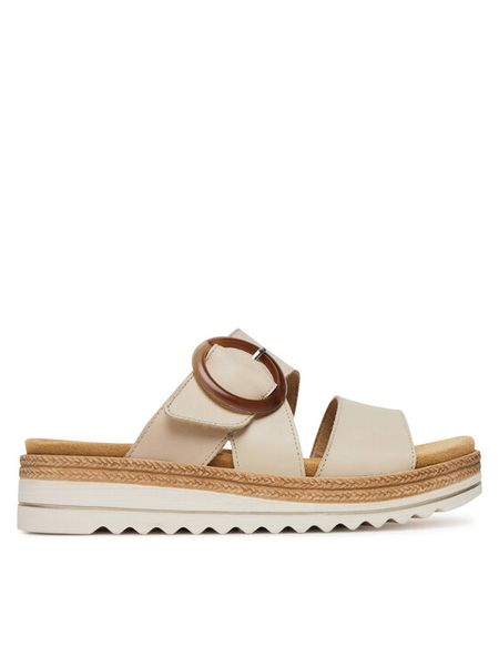 Remonte Klapki D0Q51-80 Beżowy. Brązowe klapki damskie Remonte, bez wzorów, ze skóry, bez obcasa, bez zapięcia. Za 279.99 zł.