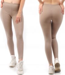 Legginsy damskie długie Polskie Getry Bawełniane Beżowe XXL. Brązowe legginsy damskie LAEMI, bez wzorów, z bawełny. Za 32.99 zł.