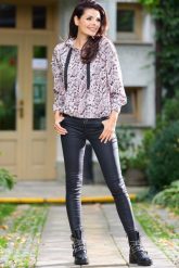 Wzorzysta Bluza z Kapturem - Szara. Szare bluzy damskie Awama, l, bez wzorów, z materiału, bez ramiączek, z kapturem. Za 219.90 zł.