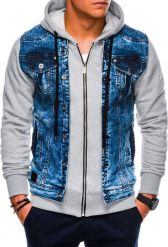 Ombre Kurtka męska jeansowa C322 - jeans/szara M. Szare kurtki męskie Ombre, m, bez wzorów, z jeansu, bez kaptura. Za 149.99 zł.