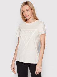 Guess T-Shirt V2YI07 K8HM0 Beżowy Regular Fit. Brązowe t-shirty damskie Guess, xs, z aplikacjami, z bawełny, bez kołnierzyka, bez ramiączek. Za 109.99 zł.