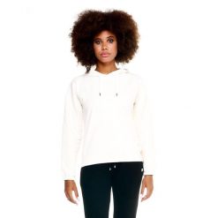 Damska bluza Leone z kapturem Basic. Białe bluzy damskie LEONE 1947 APPAREL, l, bez wzorów, z tkaniny, sportowe, bez ramiączek, z kapturem. W wyprzedaży za 163.40 zł.